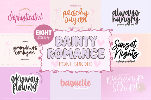 Dainty Romance Script Bundle: Fonts for Dreamy Designs