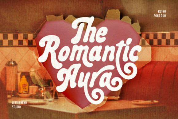 Romantic Aura Duo: A Groovy 70s-Inspired Font for Modern Design